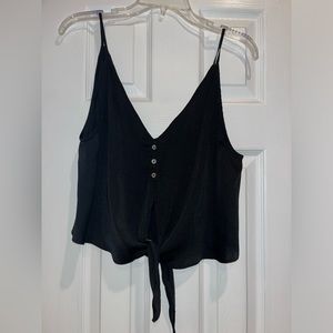 Free people black cropped tie tank medium